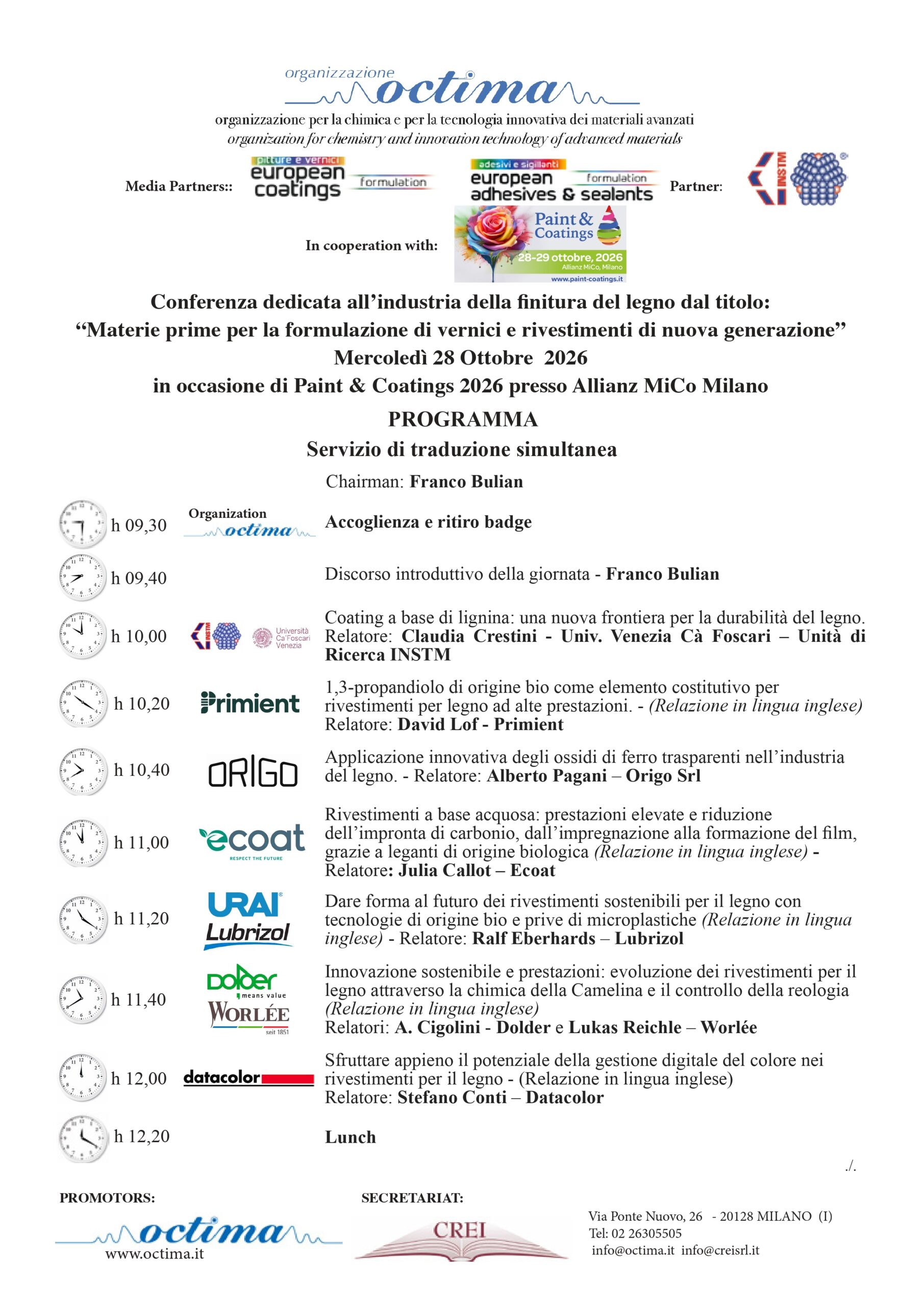 Wood Industry Congress 2026 programma mattina